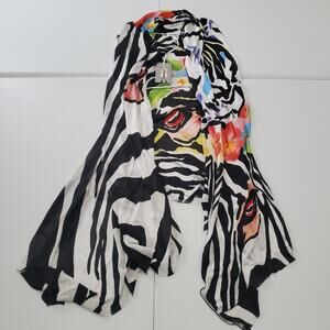 Paris Hues 3-Way Hand Painted Vest Womens Small Zebra Print Floral Lightweight